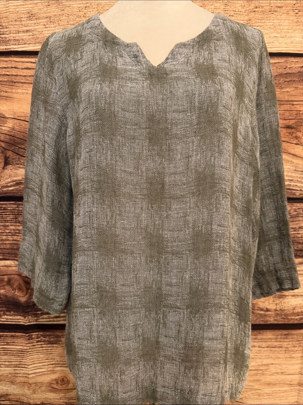 Textured Gray V-Neck Relaxed Tunic